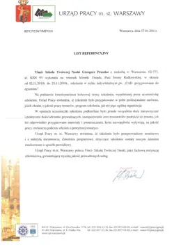 List referencyjny dla Vinci