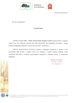 List referencyjny dla Vinci