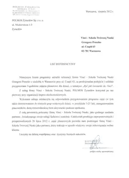 List referencyjny dla Vinci