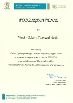 List referencyjny dla Vinci